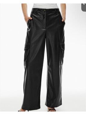 Wilfred Vegan Leather Bridger Cargo Pants Black Wide Leg Size 6